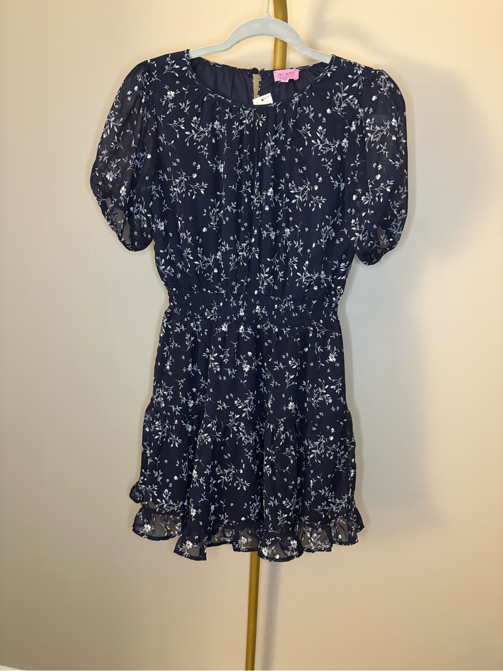 Francesca's Collections Navy Blue Floral Short Dress